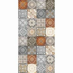 Rechthoekig Vinyl Vloerkleed Met Moderne Herziene Vintage Fantasie - Dimetra