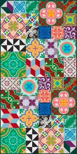 Modern Vinyltapijt Met Kleurrijke Fantasie - Timio -Slide Shop tappeto soggiorno moderno in vinile colorato a fantasia timio