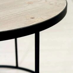 Moderne Woonkamer Ronde Tafels In Massief Hout Van Dennen En Metaal - Mirella -Slide Shop tavoli rotondi da salotto moderni in legno massello di abete e metallo mirella 3