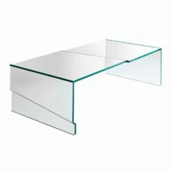 Lage Salontafel Voor Woonkamer In Vrijdragend Transparant Glas - Korting