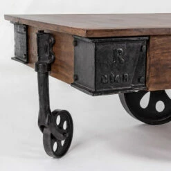 Lage Salontafel In Mangohout En Staal Met Wielen - Minnie -Slide Shop tavolino basso da salotto in legno di mango e acciaio con ruote minnie 2