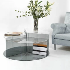 Lage Salontafel In Transparant En Gerookt Plexiglas - Mondriaan -Slide Shop tavolino basso da salotto in plexiglass trasparente e fume mondrian 2