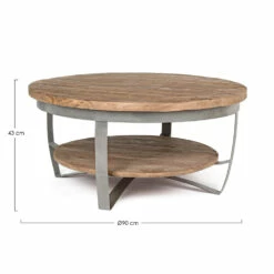 Lage Ronde Salontafel In Mangohout En Staal - Moncheri -Slide Shop tavolino basso tondo da soggiorno in legno di mango e acciaio moncheri 2