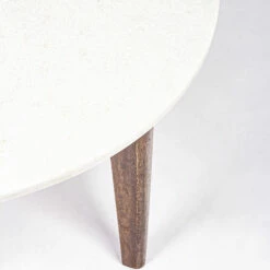 Salontafel Voor Woonkamer In Marmer En Mangohouten Poten - Desiderio -Slide Shop tavolino da caffe da salotto in marmo e gambe legno di mango desiderio 3