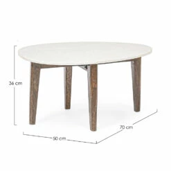 Salontafel Voor Woonkamer In Marmer En Mangohouten Poten - Desiderio -Slide Shop tavolino da caffe da salotto in marmo e gambe legno di mango desiderio 4