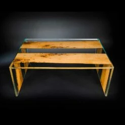 Coffee Table Venetian Briccola Hout En Glas Koffie 120 Cm
