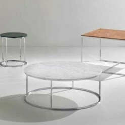 Salontafel In Modern Design, Gemaakt Van Wit Carrara-marmer Zeus, Ø 90 Cm