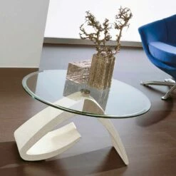 Salontafel Met Rond Blad Van Afgeschuind Glas Made In Italy - Brachetto