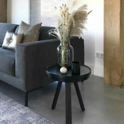 Design Salontafel Met Rond Blad En Massief Houten Poten - Salerno -Slide Shop tavolino da salotto design con piano rotondo e gambe in legno massello salerno 11