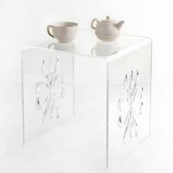 Design Salon Kleine Tafel In Transparant Plexiglas, Mandas