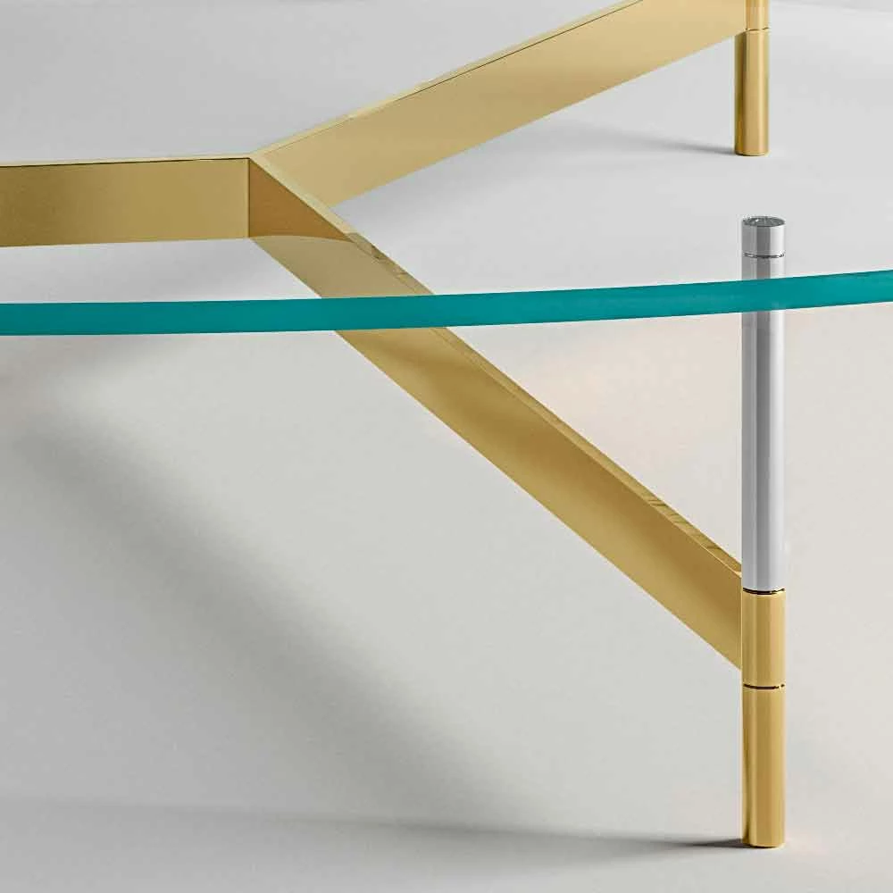 Design Salontafel Van Glas Met Metalen Onderstel Made In Italy - Cinci 3 Design Salontafel Van Glas Met Metalen Onderstel Made In Italy - Cinci - Afbeelding 3