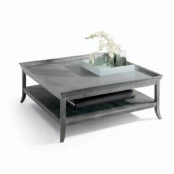 Salontafel In Zilver Gelakte Houten Lounge, L130xP130 Cm, Berit