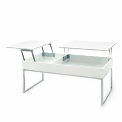 Salontafel In Wit Mdf En Metaal Met Container - Garland -Slide Shop tavolino da salotto in mdf bianco e metallo con contenitore ghirlanda 3