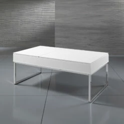 Salontafel In Wit Mdf En Metaal Met Container - Garland -Slide Shop tavolino da salotto in mdf bianco e metallo con contenitore ghirlanda 4