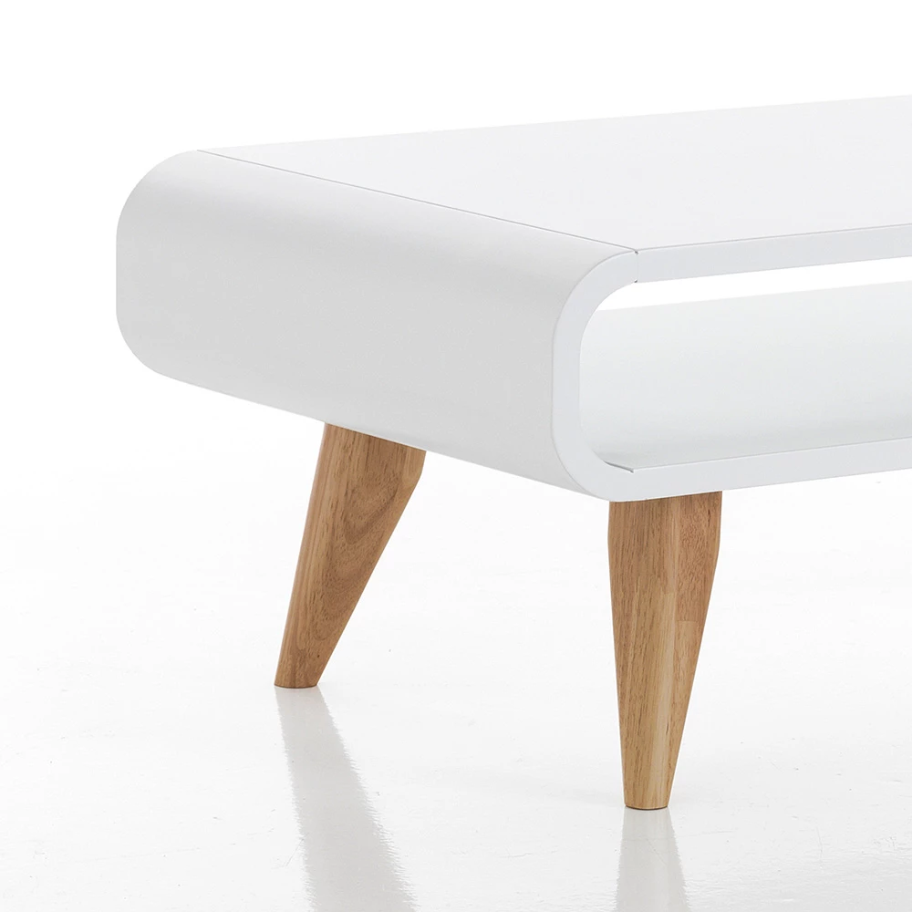 Salontafel In Wit Gelakt Mdf En Massief Eikenhout - Naldo 2 Salontafel In Wit Gelakt Mdf En Massief Eikenhout - Naldo - Afbeelding 2