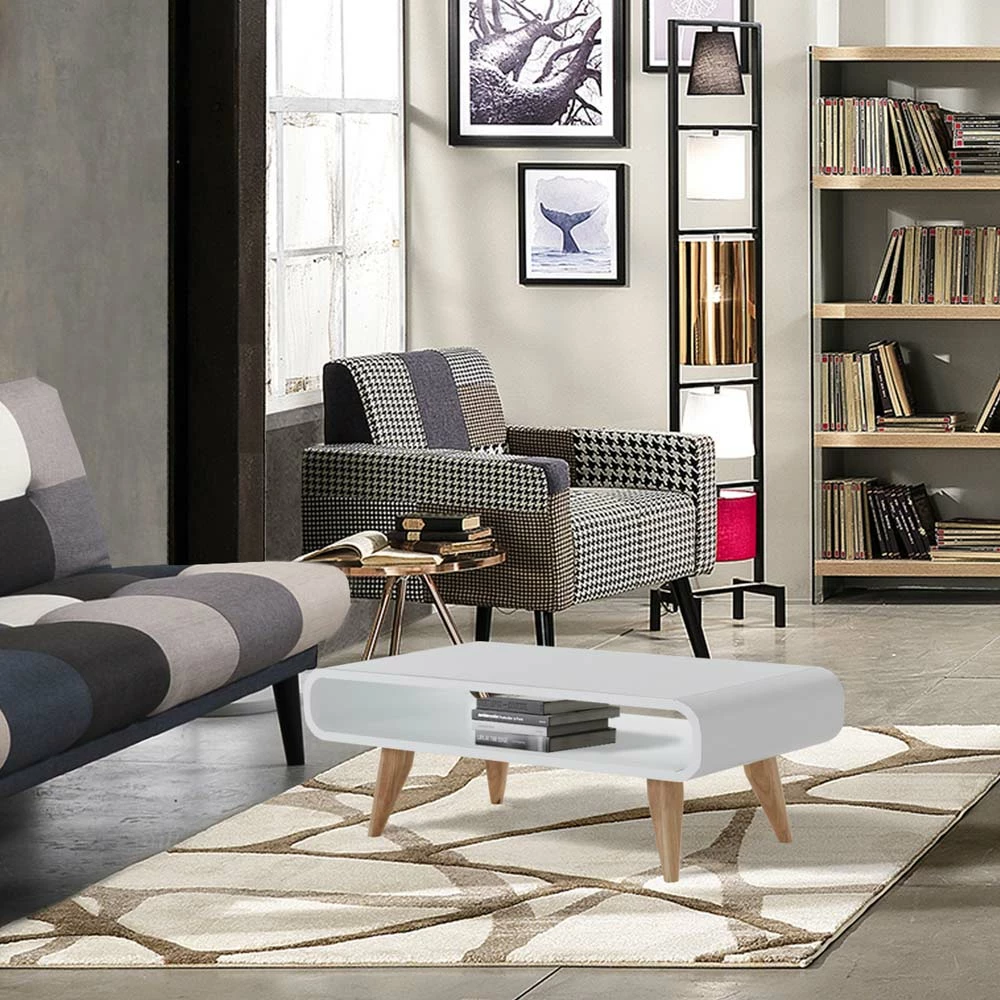 Salontafel In Wit Gelakt Mdf En Massief Eikenhout - Naldo 4 Salontafel In Wit Gelakt Mdf En Massief Eikenhout - Naldo - Afbeelding 4