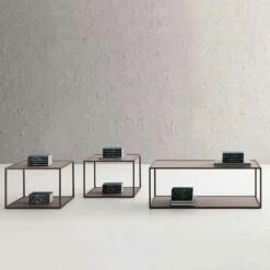 Metalen Salontafel Met Kristallen Blad Made In Italy - Fermio -Slide Shop tavolino da salotto in metallo con piani in cristallo made in italy fermio 3