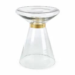 Salontafel In Glas En Decor In Vermessingd Staal - Gabrio -Slide Shop tavolino da salotto in vetro e decoro in acciaio placcato ottone gabrio 8