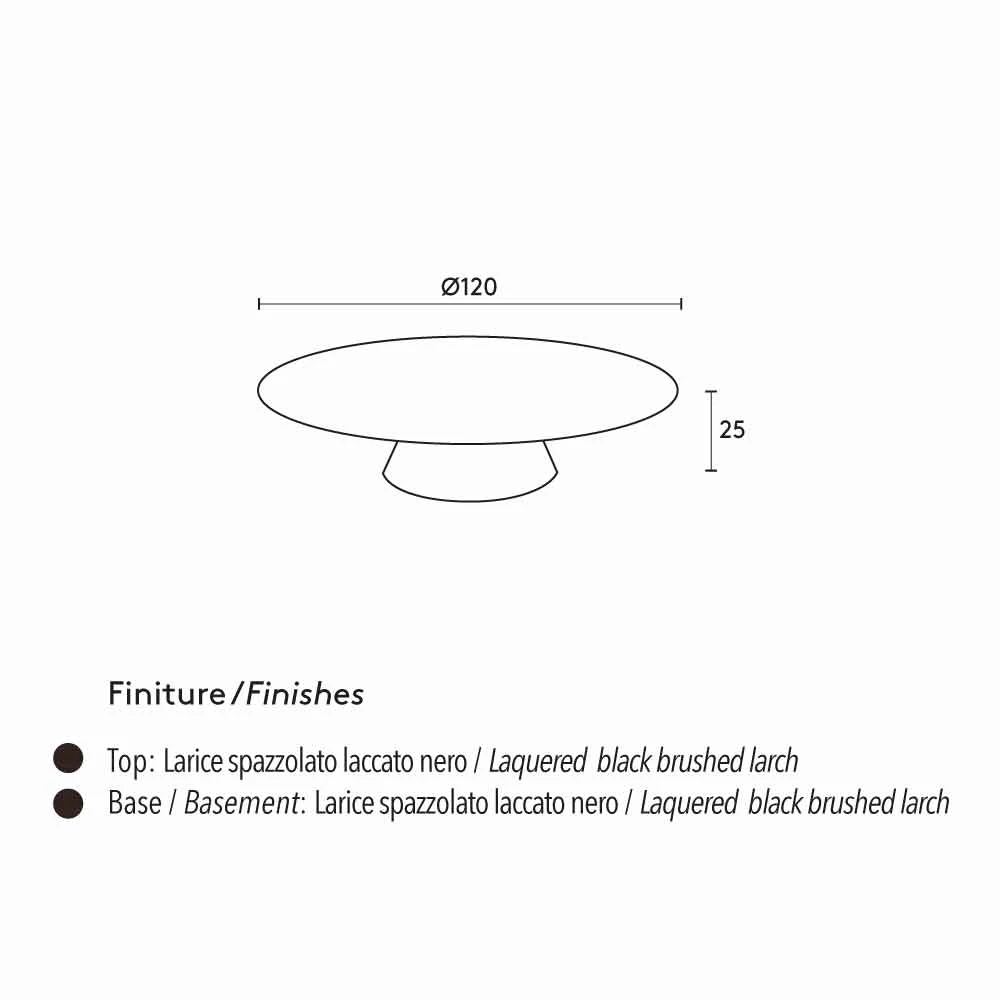 Moderne Salontafel, Zwart Gelakt Lariks Giglio 3 Moderne Salontafel, Zwart Gelakt Lariks Giglio - Afbeelding 3