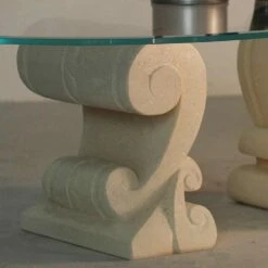 Ovale Met De Hand Gesneden Salontafel Pietra Di Vicena En Aracne-S Kristal -Slide Shop tavolino da salotto ovale in pietra e cristallo di design aracne s 3