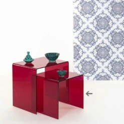 Moderne Koffie Rode Lounge 40x40cm Terry Klein, Made In Italy