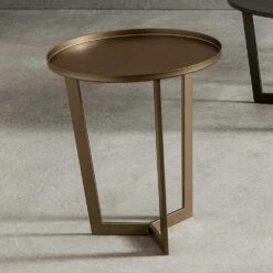 Luxe Ronde Salontafel In Geverfd Metaal Made In Italy - Mina