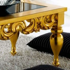 Coffee Table Klassiek Design In Lof Hout, Gouden Afwerking -Slide Shop tavolino da soggiorno design classico in legno lof finitura oro 2
