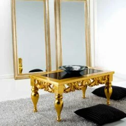 Coffee Table Klassiek Design In Lof Hout, Gouden Afwerking -Slide Shop tavolino da soggiorno design classico in legno lof finitura oro 4