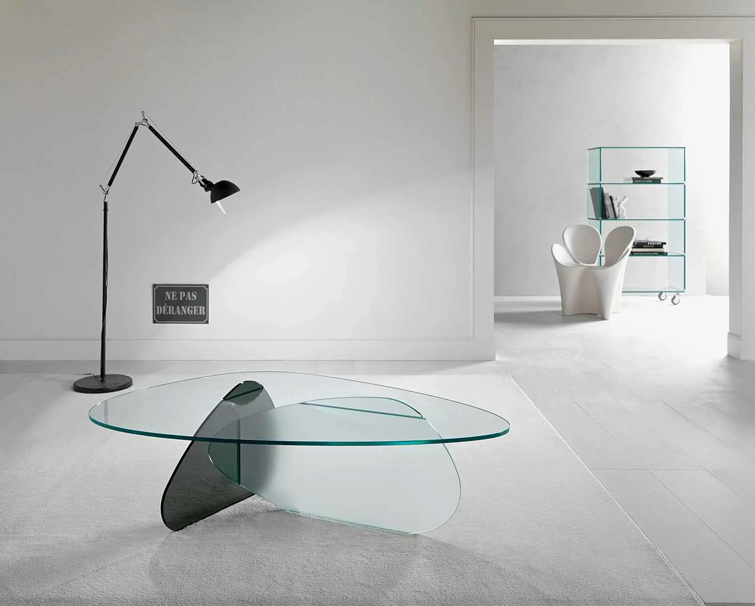 Design Salontafel In Transparant, Gerookt En Geëtst Glas Gemaakt In Italië - Tac Tac 3 Design Salontafel In Transparant, Gerookt En Geëtst Glas Gemaakt In Italië - Tac Tac - Afbeelding 3