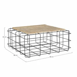 Vierkante Industriële Salontafel In Staal En Mangohout - Carioca -Slide Shop tavolino quadrato salotto industriale in acciaio e legno di mango carioca 3