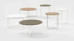 Moderne Woonkamer Ronde Tafel In Melamine Hout En Metaal - Taddeo