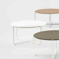 Moderne Woonkamer Ronde Tafel In Melamine Hout En Metaal - Taddeo -Slide Shop tavolino rotondo da salotto moderno in nobilitato e metallo taddeo 3
