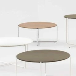 Moderne Woonkamer Ronde Tafel In Melamine Hout En Metaal - Taddeo -Slide Shop tavolino rotondo da salotto moderno in nobilitato e metallo taddeo 4