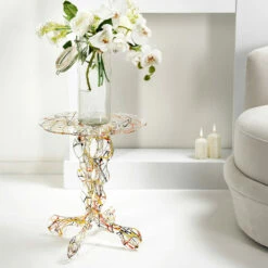 Ronde Tafel Diameter 36 Cm Janis Veelkleurige Design, Gemaakt In Italië