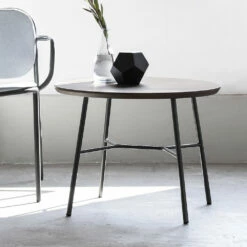 Salontafel Met Rond Massief Houten Blad Made In Italy - Makino -Slide Shop tavolino salotto con piano rotondo in legno massello made in italy makino 1