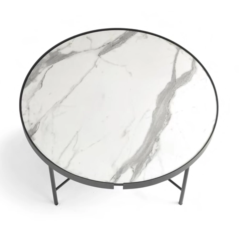 Salontafel Met Rond Blad Van Gelaagd Glas Made In Italy - Marimo 2 Salontafel Met Rond Blad Van Gelaagd Glas Made In Italy - Marimo - Afbeelding 2