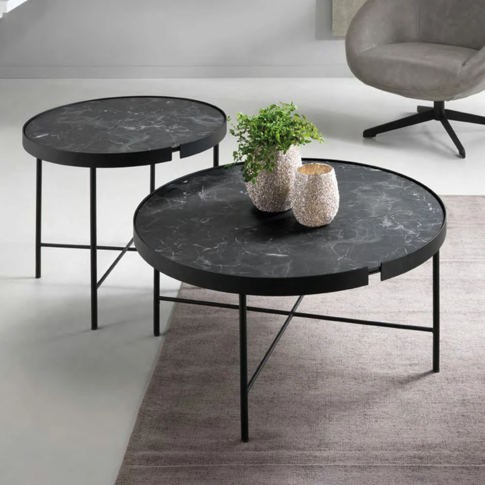 Salontafel Met Rond Blad Van Gelaagd Glas Made In Italy - Marimo 3 Salontafel Met Rond Blad Van Gelaagd Glas Made In Italy - Marimo - Afbeelding 3