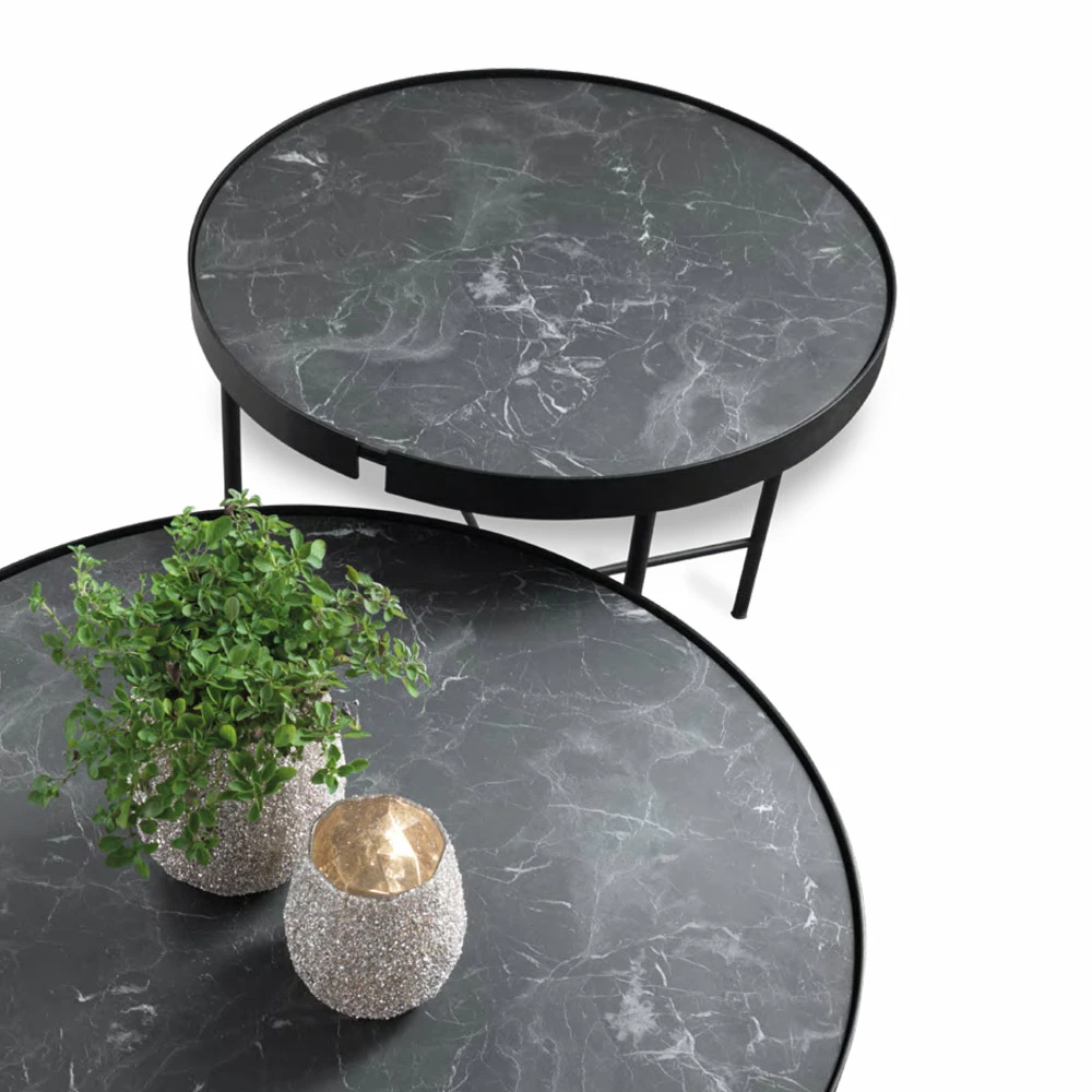 Salontafel Met Rond Blad Van Gelaagd Glas Made In Italy - Marimo 4 Salontafel Met Rond Blad Van Gelaagd Glas Made In Italy - Marimo - Afbeelding 4