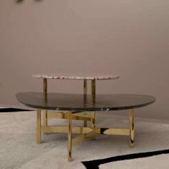 Luxe Salontafel In Zwart Marmer Of Bosbruin Made In Italy - Manolo -Slide Shop tavolino salotto in marmo nero marquinia o forest brown made in italy manolo 2