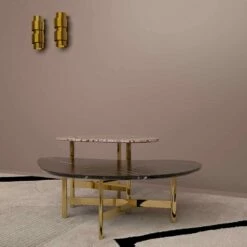 Luxe Salontafel In Zwart Marmer Of Bosbruin Made In Italy - Manolo