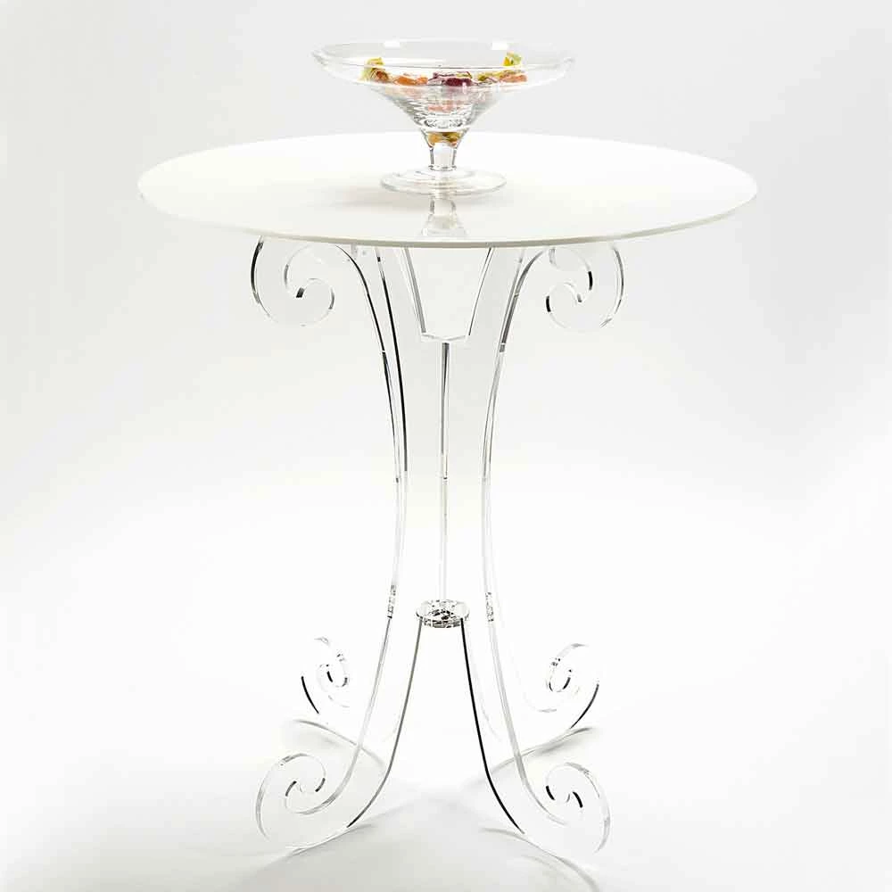 Ronde Salontafel In Transparant En Wit Plexiglas Of Met Hout - Stilio 2 Ronde Salontafel In Transparant En Wit Plexiglas Of Met Hout - Stilio - Afbeelding 2