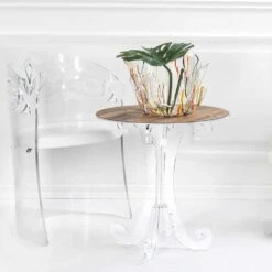 Ronde Salontafel In Transparant En Wit Plexiglas Of Met Hout - Stilio 12 Ronde Salontafel In Transparant En Wit Plexiglas Of Met Hout - Stilio -Slide Shop tavolino tondo da caffe in plexiglass trasparente e bianco o con legno stilio 5