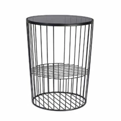 Ronde Salontafel In Staal En Veelzijdig Gehard Glas - Apuleio