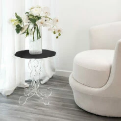 Salontafel Ronde Zwarte Diameter 36 Cm Janis Modern Design, Made In Italy