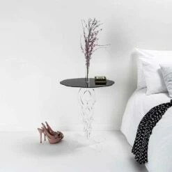 Salontafel Ronde Zwarte Een Diameter Van 50 Cm Janis Modern Design, Made In Italy