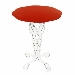 Rode Ronde Tafel Diameter 50 Cm Janis Modern Design, Made In Italy
