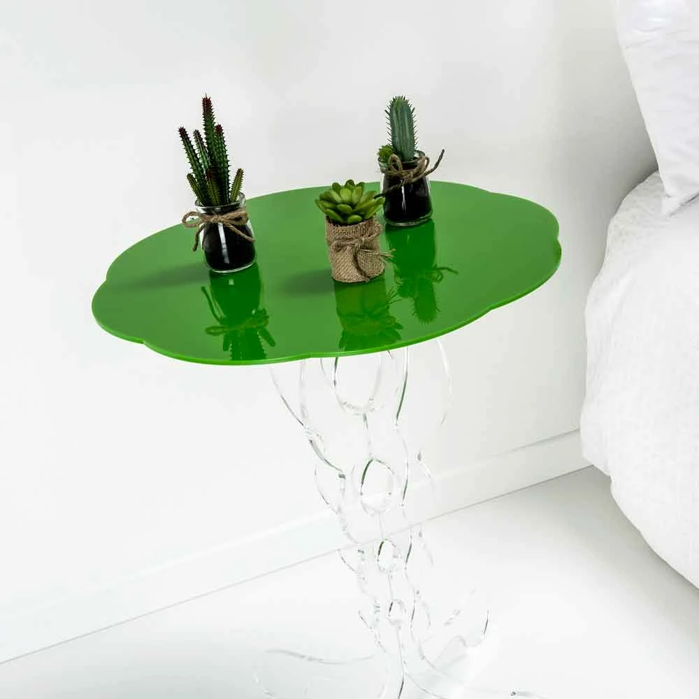 Groene Ronde Tafel Diameter 50 Cm Janis Modern Design, Made In Italy 2 Groene Ronde Tafel Diameter 50 Cm Janis Modern Design, Made In Italy - Afbeelding 2