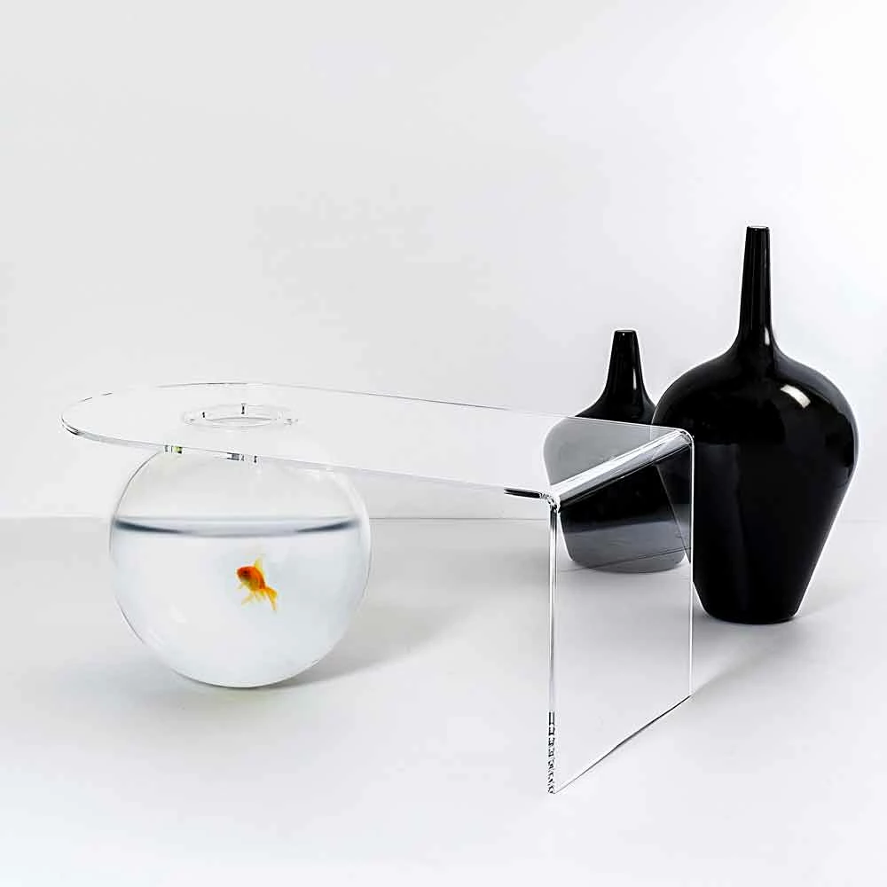 Transparante Tafel L90xH40xP48 Cm Bolly Modern Design, Made In Italy 4 Transparante Tafel L90xH40xP48 Cm Bolly Modern Design, Made In Italy - Afbeelding 4