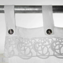 Wit Licht Linnen Gordijn Met Kant Van Elegant Design Made In Italy - Geogeo -Slide Shop tenda bianca di lino leggero con pizzo design elegante made in italy geogeo 4