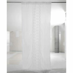 Wit Licht Linnen Gordijn Met Organza En Geborduurd Italiaans Luxe - Marinella -Slide Shop tenda di lino leggero con organza e ricamo bianca di lusso italiano marinella